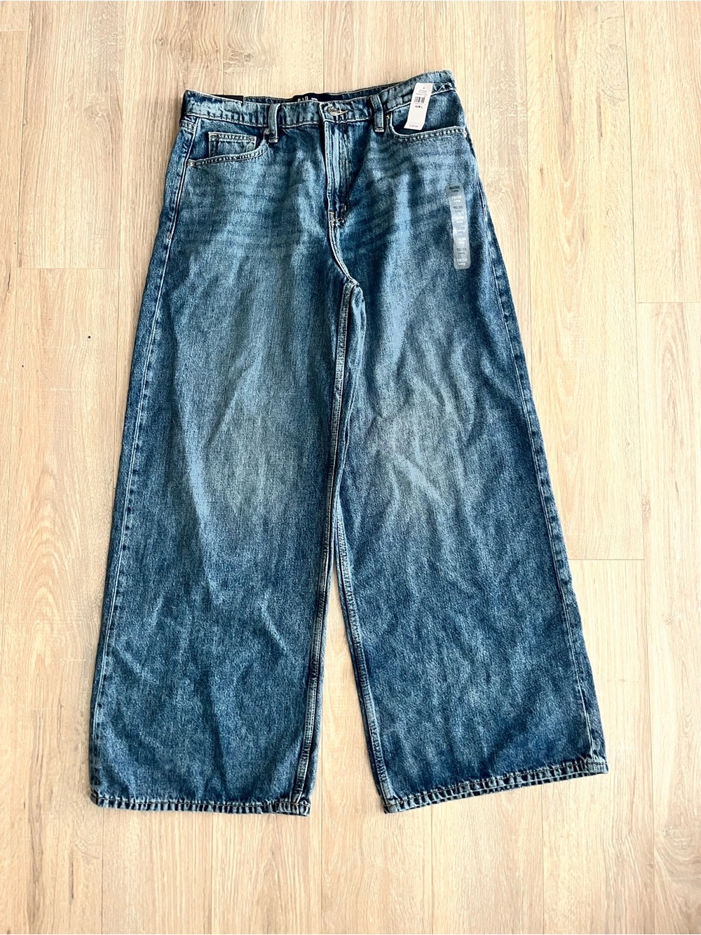 NWT GAP Women’s Mid Rise UltraSoft Baggy Jeans Medium Indigo Wash - 10 Long